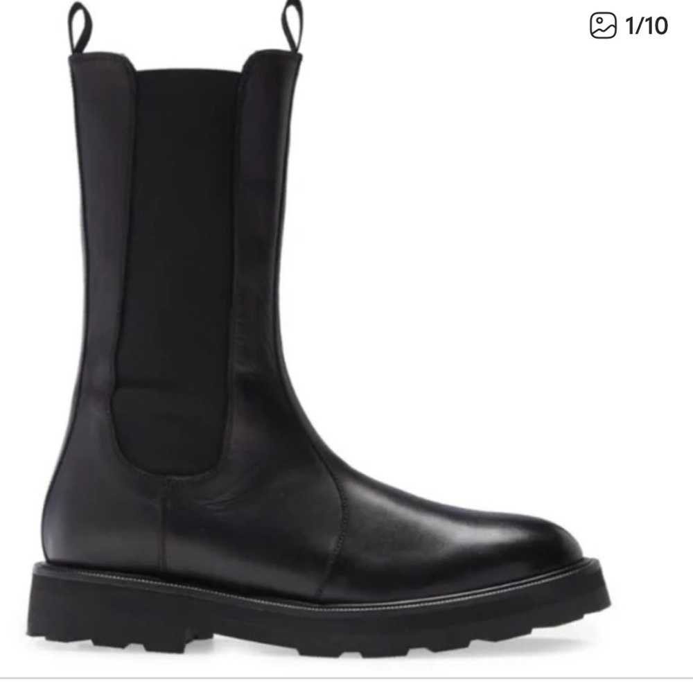 Lita by Ciara Microlight Tall Chelsea Boot Black Leather Sz 39